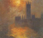 Gemälde Reproduktion von Claude Monet Das Parlament, Sonnenuntergang