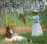 Gemälde Reproduktion von Claude Monet Suzanne Lesung und Blanche Gemälde von Sumpf