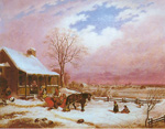 Gemälde Reproduktion von Cornelius Krieghoff Home for the Habitat in Winter