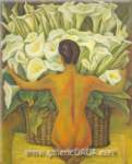 Gemälde Reproduktion von Diego Rivera Nackt mit Calla-Lilien