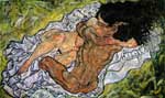 Gemälde Reproduktion von Egon Schiele Die Umarmung