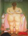 Gemaelde Reproduktion von Fernando Botero, Eine Frau legt ihre Brasssiere