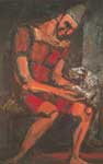 Gemälde Reproduktion von Georges Rouault Alter Clown mit weißem Hund