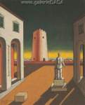 Gemälde Reproduktion von Giorgio de Chirico Italienischer Platz mit rotem Turm