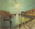 Gemälde Reproduktion von John Atkinson Grimshaw Whitby Harbour by MoonLight