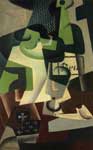 Gemälde Reproduktion von Juan Gris Eine Flasche Beaune und ein Fruchtgericht