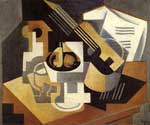 Gemälde Reproduktion von Juan Gris Instrumenten- und Fruchtgericht