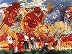 Gemälde Reproduktion von Leroy Neiman Die Rivalität zwischen Crossland und South Town