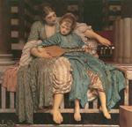 Gemaelde Reproduktion von Lord Frederic Leighton, Musikunterricht