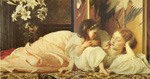 Gemälde Reproduktion von Lord Frederic Leighton Mutter mit Kind (Kirschen)