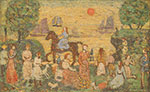 Gemaelde Reproduktion von Maurice Prendergast, Sonnenuntergang und Nebel