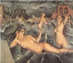 Gemaelde Reproduktion von Paul Delvaux, Nymphe Baden