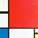 Gemälde Reproduktion von Piet Mondrian Composition 2 mit Rot, Gelb und Blau