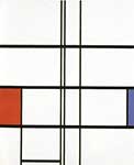 Gemälde Reproduktion von Piet Mondrian Komposition mit Rot und Blau