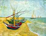 Gemaelde Reproduktion von Vincent Van Gogh, Fischerboote am Strand von Saint-Maries