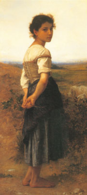 Adolphe-William Bouguereau La joven Shepherdess reproduccione de cuadro