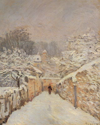 Alfred Sisley Nieve en Louveciennes reproduccione de cuadro