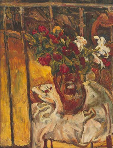 Chaim Soutine Ramillete de flores en un balcón reproduccione de cuadro