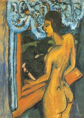 Ernst Ludwig Kirchner Marrón Nude en la ventana reproduccione de cuadro