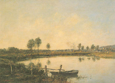 Eugene Boudin Los Meadows del Agua en Deauville reproduccione de cuadro