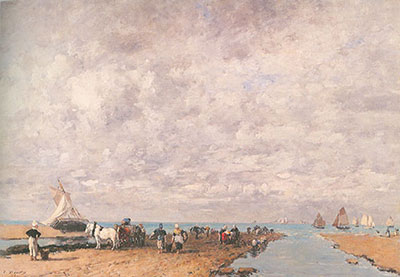 Eugene Boudin Trouville, Low Tide reproduccione de cuadro