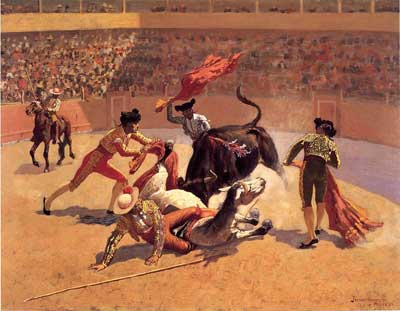 Frederic Remington Lucha de toros en México reproduccione de cuadro