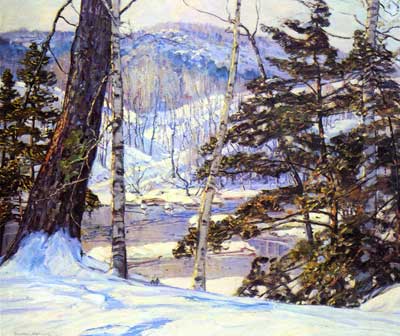 George Gardner Symons La orilla del río con Nieve reproduccione de cuadro