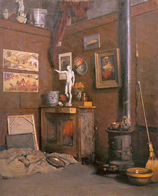 Gustave Caillebotte Interior de un estudio con estufa reproduccione de cuadro