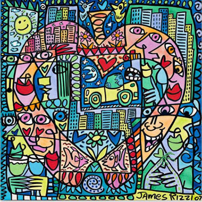 James Rizzi Mucho amor en mi Big Apple reproduccione de cuadro