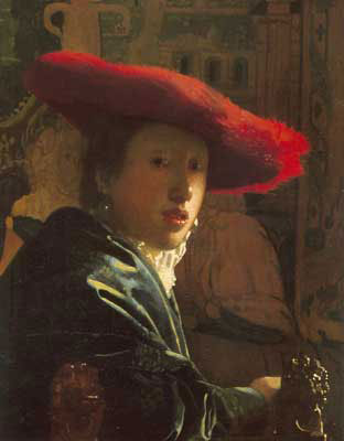 Johannes Vermeer La chica con un sombrero rojo reproduccione de cuadro