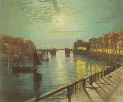 John Atkinson Grimshaw Whitby Harbour de Moonlight reproduccione de cuadro