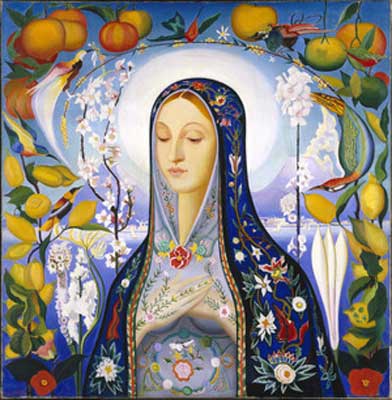 Joseph Stella La Virgen reproduccione de cuadro