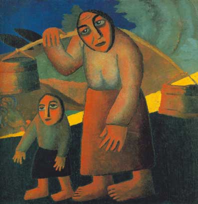 Kasimar Malevich Mujer campesina con cubos y un niño reproduccione de cuadro