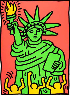 Keith Haring Estatua de Liberty reproduccione de cuadro