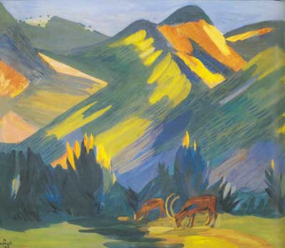 Martiros Saryan Buenos días. Montañas verdes reproduccione de cuadro