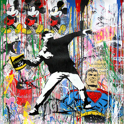 Mr Brainwash Banksy Thrower reproduccione de cuadro