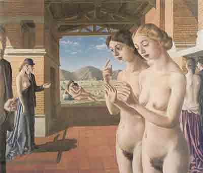 Paul Delvaux Las manos reproduccione de cuadro