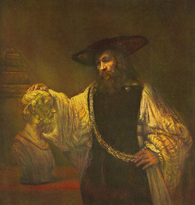 Harmenszoon Rembrandt Aristóteles contemplando el busto de Homero reproduccione de cuadro