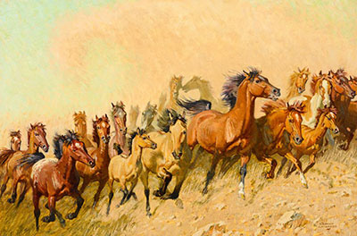 Robert Lougheed Mustangs en movimiento reproduccione de cuadro