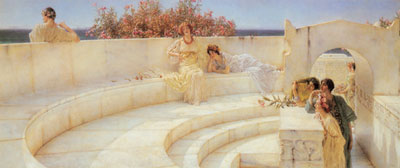 Sir Lawrence Alma-Tadema Bajo la Roof of Blue Jonian Weather reproduccione de cuadro