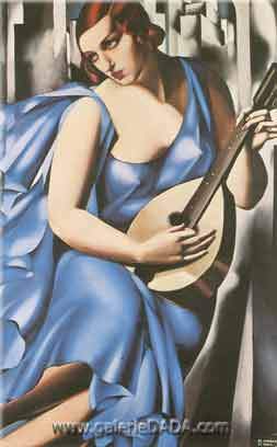 Tamara de Lempicka Lady in Blue con Guitar reproduccione de cuadro