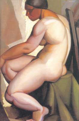 Tamara de Lempicka Nude sentado en el perfil reproduccione de cuadro