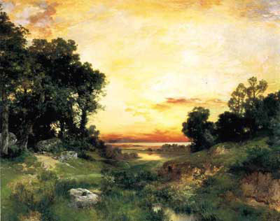 Thomas Moran Sunset, Long Island Sound reproduccione de cuadro