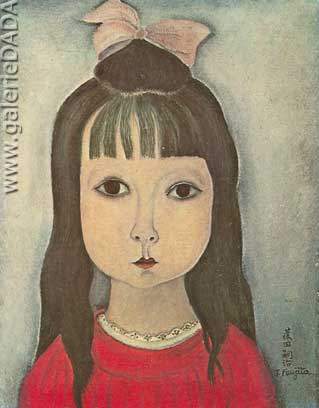 Tsuguharu Foujita Retrato de una niña pequeña reproduccione de cuadro