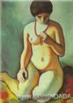 August Macke Desnudo con Coral Necklace reproduccione de cuadro