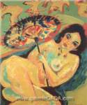 Ernst Ludwig Kirchner Chica debajo de un Parasol japonés reproduccione de cuadro