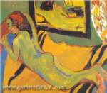 Ernst Ludwig Kirchner Reclinando a Nide con un Mirror reproduccione de cuadro