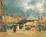 Eugene Boudin, El mercado de la pesca en Trouville Reproducciones de cuadro