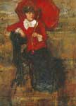 James Ensor La Señora del Parasol Rojo reproduccione de cuadro