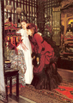 James Tissot Juenes Femmes regardant des objets Japonais reproduccione de cuadro